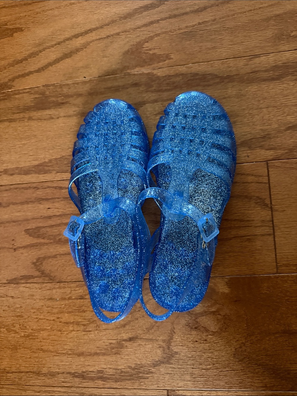 Sparkly Blue Jelly Sandals